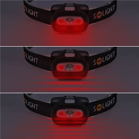 Svietidlo LED čelovka 3W+červené SOLIGHT WH27