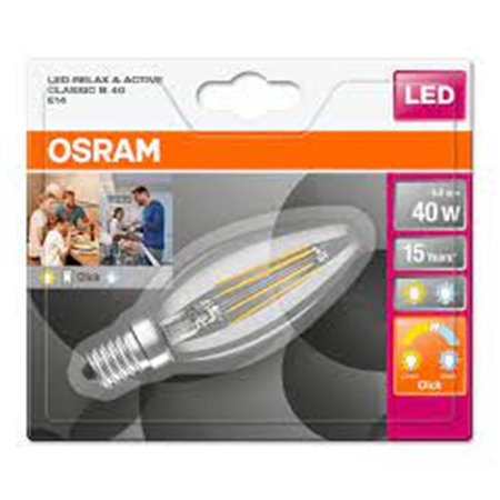Žiarovka OSRAM LED SSTCLB40 E14 5W/827+840 sviečka FILAMENT