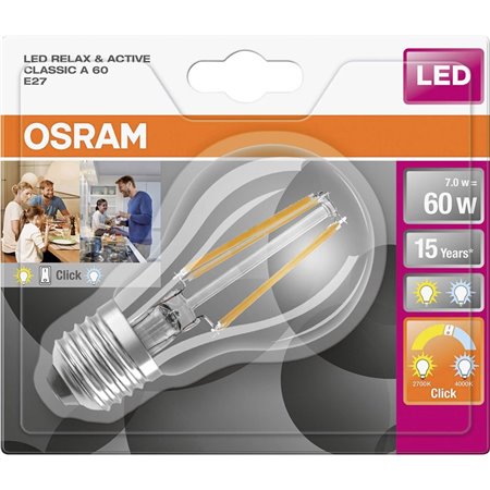 Žiarovka OSRAM LED SSTCLA60 E27 7W/827+840 FILAMENT