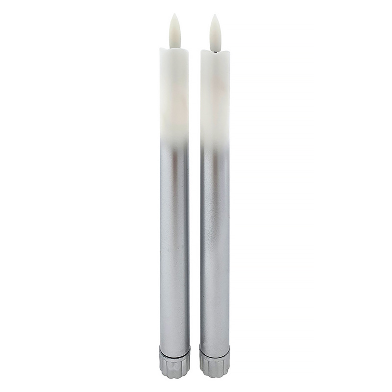 Sviečka LED dlhá HOME DECOR HD-117 bielo-strieborná (2ks)