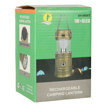 Svietidlo camping ACCU+SOLAR CAMPING LANTERN SH-5800T 1W+6LED