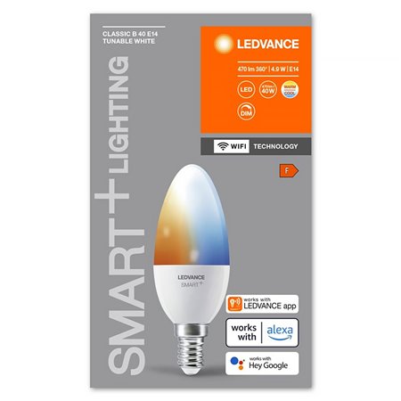 Žiarovka LEDVANCE LED SMART WIFI CLB40 E14 4,9W/2700-6500 CCT sviečka