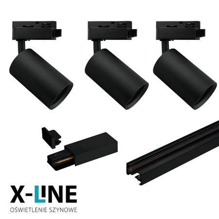 Lištové svietidlo X-LINE STR-3XGU10-B (1m+3xGU10 čierne)