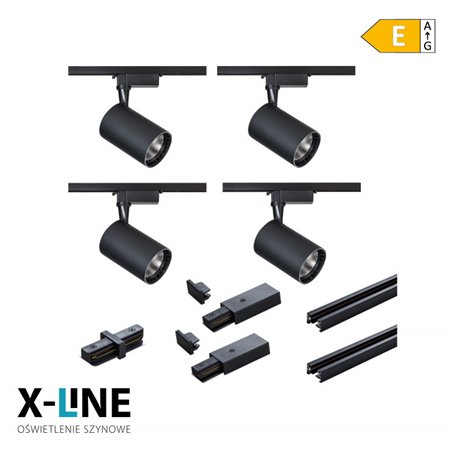 Lištové svietidlo X-LINE STR-4X15W-B (2x1m+4x15W svietidlá čierne)