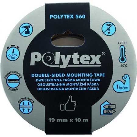 Páska obojstranná penová POLYTEX 560 19mmx10m biela 1kg/cm