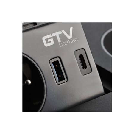 Zásuvka vstavaná GTV AE-PB1FAVAP-20 1-zás+USBA+USBC+nab. mobilu čierna AVARO PLUS