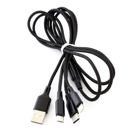 Kábel USBA-IPHONE/USBC/USBB micro 3v1 1,2m 2,1A