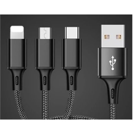 Kábel USBA-IPHONE/USBC/USBB micro 3v1 1,2m 2,1A
