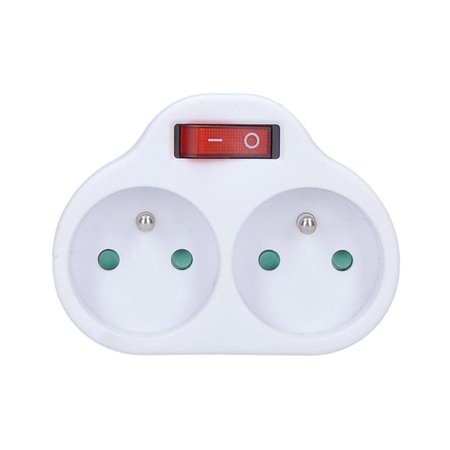 Zásuvka priebežná s vypínačom SOLIGHT P97 dvojitá