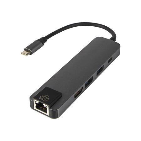 USB HUB redukcia USBC-USBC+HDMI+RJ45+2xUSBA