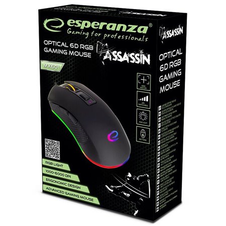 Myš optická drôtová ESPERANZA EGM601 Assassin RGB hráčska