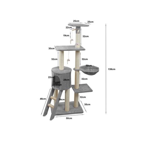 Drapák pre mačky 138cm sivý BCT001009SZ