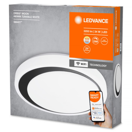 Svietidlo LEDVANCE SMART WIFI ORBIS MOON BLACK 480mm 34W/3-6500K CCT IP20 TW