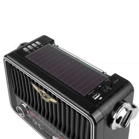 Rádio prenosné VXR VX-345CZ BLACK RETRO so solárnym panelom