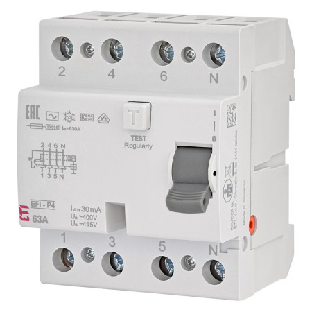 Prúdový chránič ETI EFI-P4 63/003 AC bez ističa 10kA