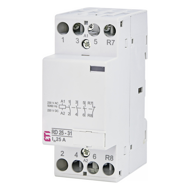 Stýkač modulárny ETI RD25-31 25A 230V AC/DC 002464012 4pol 2moduly