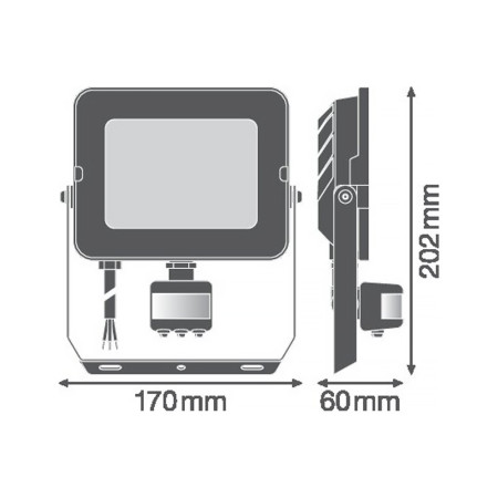 Reflektor LED 50W+PIR 4000K BK LEDVANCE FLOODLIGHT COMPACT SENSOR SYM 100