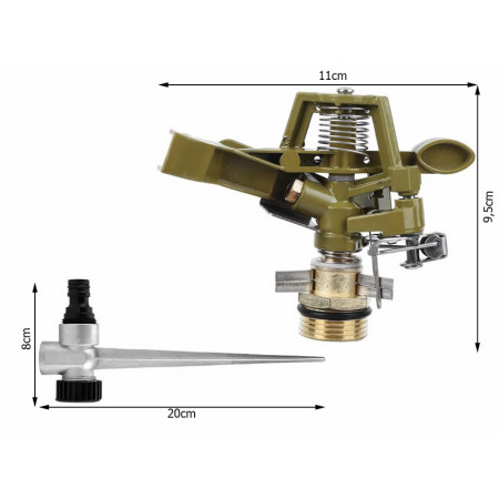 Zavlažovač rotačný 360° kovový pulzujúci postrekovač trávnika ZRT-360