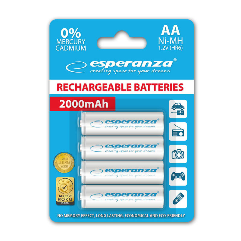 Batéria ESPERANZA RC06 2000mAh Ni-Mh 4blister WHITE