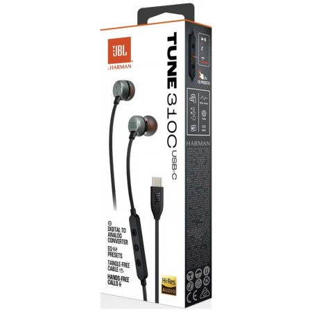 Minislúchadlá do uši špuntové JBL TUNE 310C USB-C BLACK