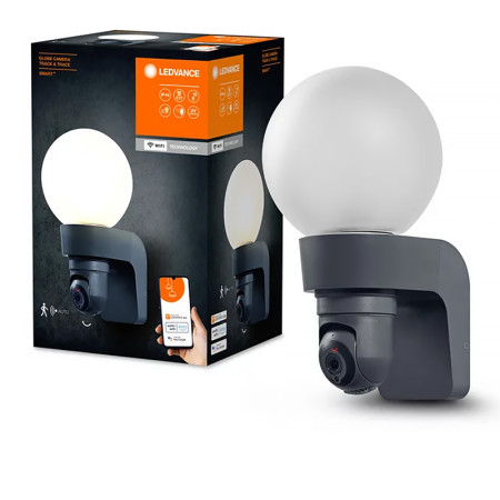 Svietidlo LEDVANCE SMART OUTDOOR WIFI GLOBE CAMERA TRACK & TRACE E27