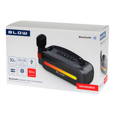 Reproduktor prenosný BLUETOOTH BLOW SOUNDBOX +1 mikrofón karaoke 60W