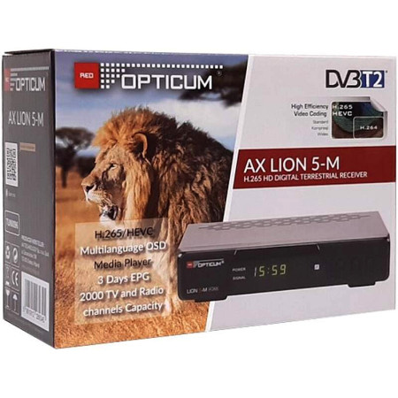 Prijímač terestriálny OPTICUM LION 5-M BOX H.265 (-% po oprave)