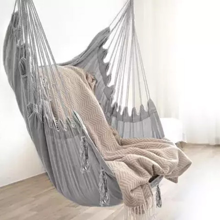 Kreslo závesné HAMMOCK sivé 97x130cm SW30GR + 2 vankúše