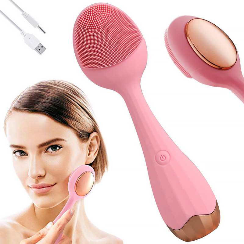 Sonická kefka na čistenie a masírovanie tváre FACIAL CLEANSING MASSAGER AE-619 PINK