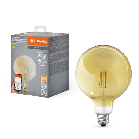 Žiarovka LEDVANCE LED SMART WIFI E27 6W/824 G53D GLOBE G125 FILAMENT GOLD DIM