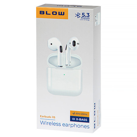 Slúchadlá BLUETOOTH do uši BLOW Earbuds i15 WHITE X-BASS TWS