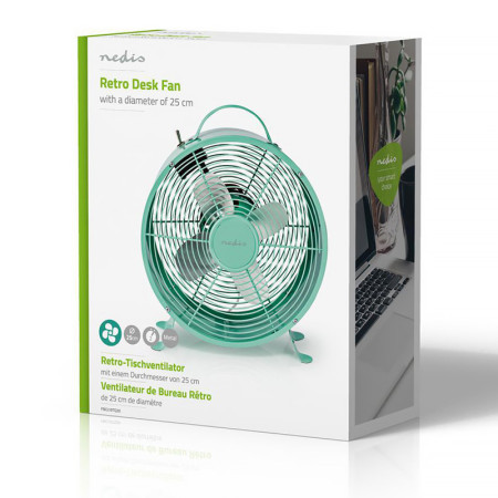 Ventilátor stolový  25cm 20W  Nedis FNCL10TQ20 tyrkysový