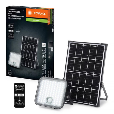 Reflektor LED so solárnym panelom+PIR LEDVANCE ENDURA FLOOD SPLIT SOLAR 30W/4000K 4550lm