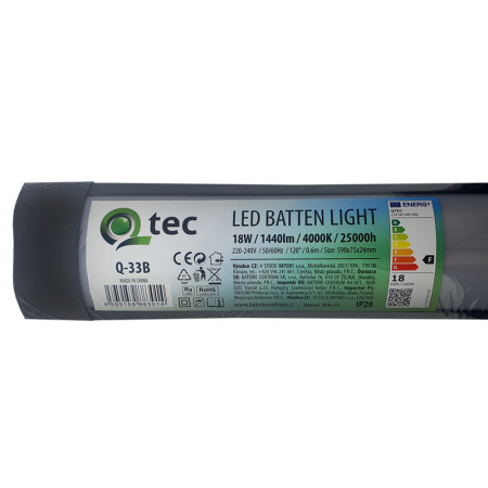 Svietidlo lineárne LED 60cm QTEC Q-33B 18W 4000K 1440lm čierne