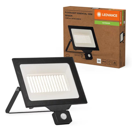 Reflektor LED 100W+PIR 4000K BK LEDVANCE FL ESSENTIAL SENSOR