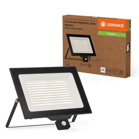 Reflektor LED 200W+PIR 4000K BK LEDVANCE FL ESSENTIAL SENSOR