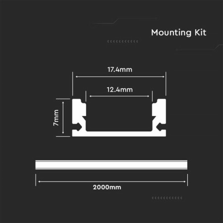 Profil hliníkový na povrch biely + matný plast SADA PH-XC11WH 17,4x7mm (2m)