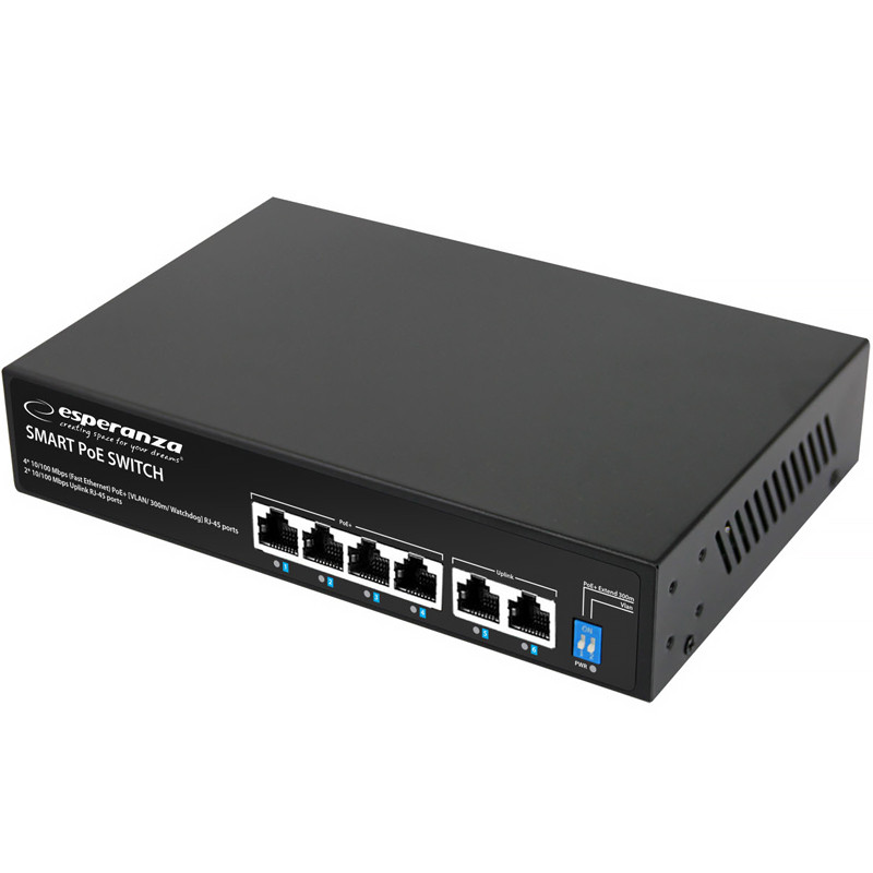 POE Switch ESPERANZA ENS105 Spinner 4POE+2 UPLINK PORT 10/100Mb