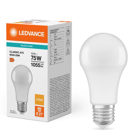 Žiarovka LEDVANCE LED CLA75 E27 10W/827 VALUECLASS