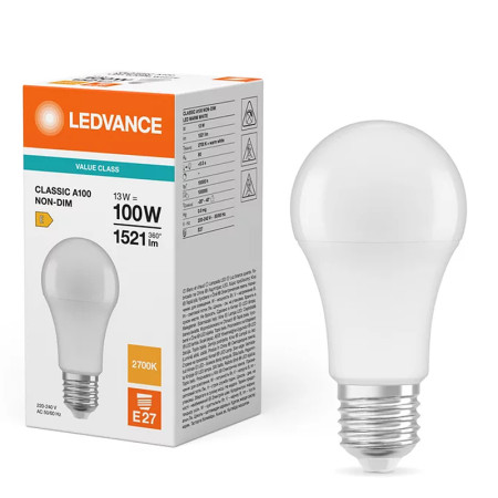 Žiarovka LEDVANCE LED CLA100 E27 13W/827 VALUECLASS