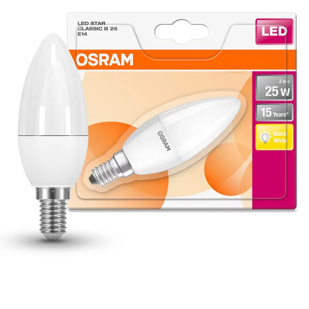 Žiarovka OSRAM LED SCLB25 E14 3,3W/827 sviečka