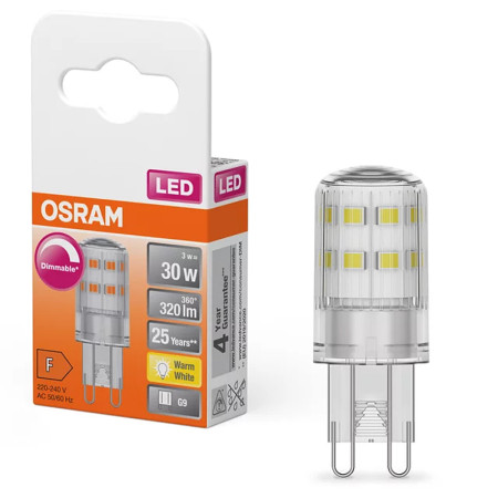 Žiarovka OSRAM LED PIN30 G9 3W/827 DIM