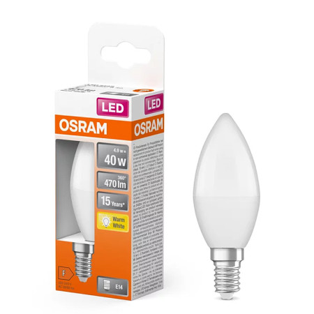 Žiarovka OSRAM LED SCLB40 E14 4.9W/827 sviečka