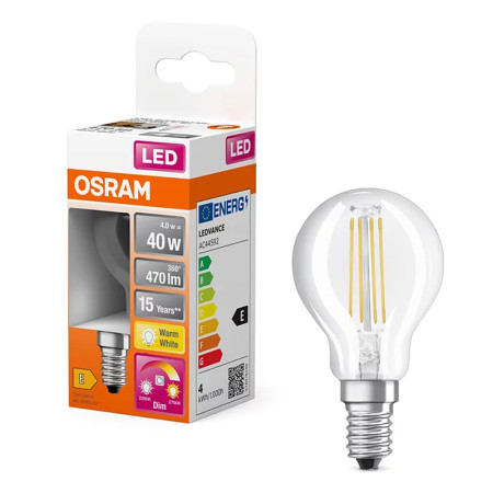 Žiarovka OSRAM LED SCLB40GD E14 4W/822-827 GLOW DIM sviečka