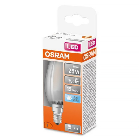 Žiarovka OSRAM LED SCLB25 E14 2.5W/840 sviečka FILAMENT GLFR matná