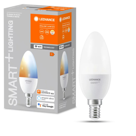 Žiarovka LEDVANCE LED SMART WIFI CLB40 E14 4,9W/2700-6500 CCT sviečka