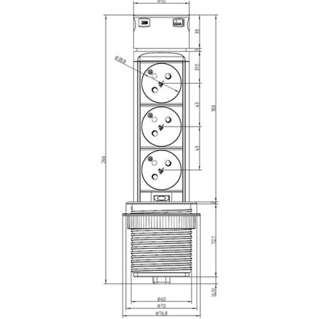 Zásuvka vysúvacia 1,5m/3z+USBA+C čierna SOLIGHT PP125USBC-B