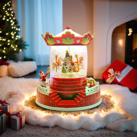 Vianočná dekorácia CHRISTMAS SNOW LANTERN CAROUSEL FLX-4 Kolotoč