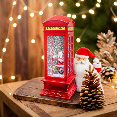 Vianočná dekorácia CHRISTMAS SNOW LANTERN PHONE BOX FLX-2 Telefónna búdka