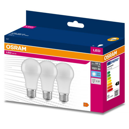 Žiarovka OSRAM LED VALUE CLA100 E27 13W/840 3balenie BASECLA100